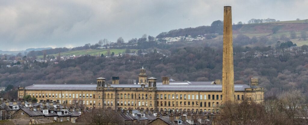A view of Shipley showing Saltaire and Salt Mills